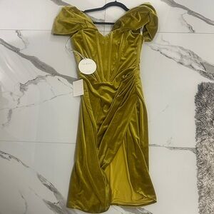 Glamorous Velvet Dress in Gold